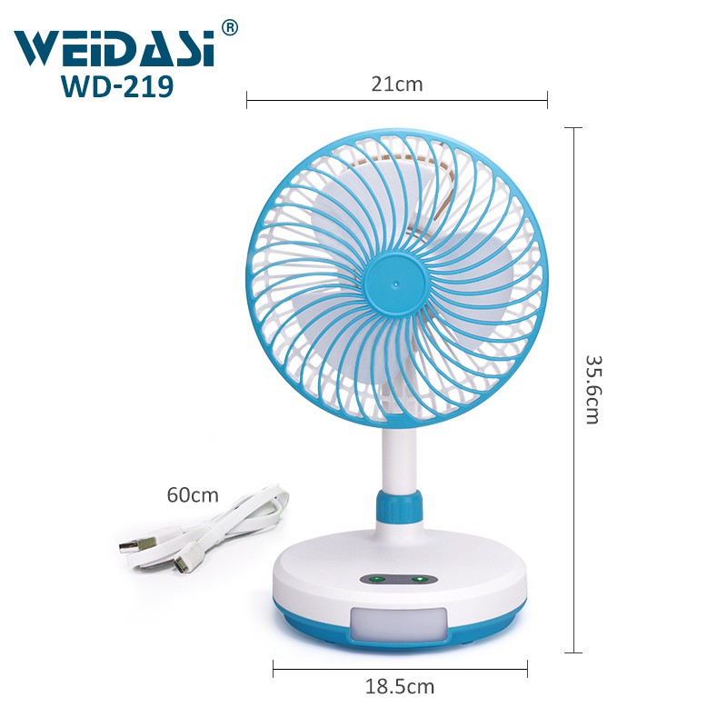 Quạt Sạc Tích Điện  WEIDASI WD-219 (BẢO HÀNH 3 THÁNG, 1 ĐỔI 1 NẾU DO LỖI CỦA NHÀ SẢN XUẤT)