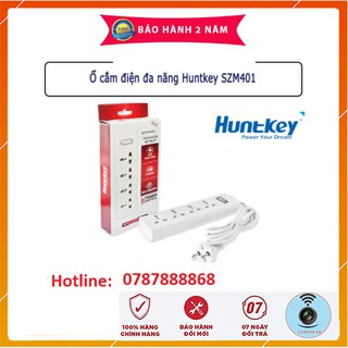 Ổ cắm điện đa năng Huntkey SZM401 4 lỗ cắm 1 công tắc HÀNG NHẬP KHẨU - Bảo hành 24 tháng