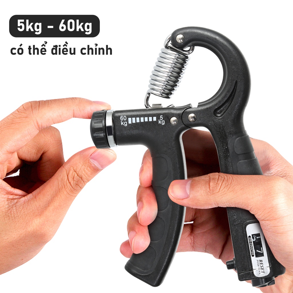 Kìm bóp tay, dụng cụ tập cơ tay, kìm tập cơ tay tập gym điều chỉnh lực 5-60kg có bộ đếm