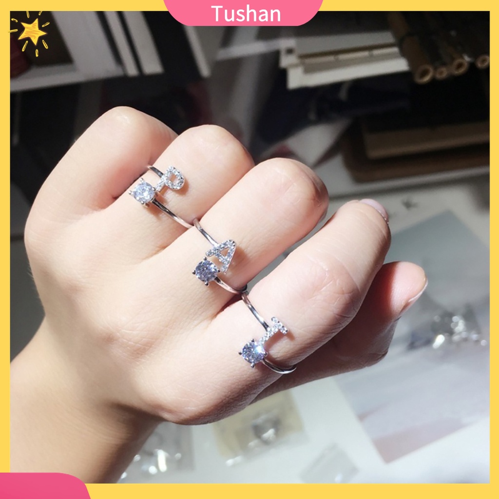 Nhẫn Đồng Khắc Chữ Thiết Kế Mở Có Thể Điều Chỉnh Kích Cỡ