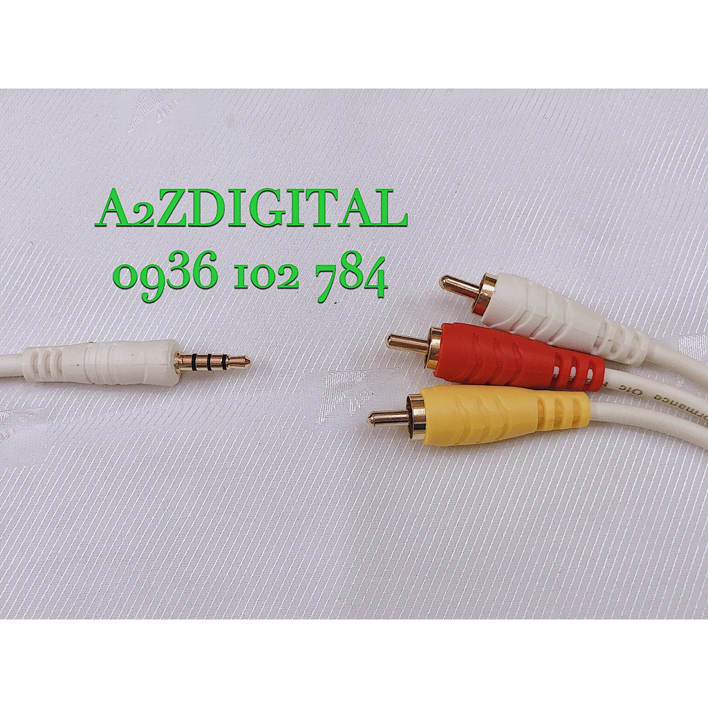 DÂY CHUYỂN JACK CẮM 3.5mm SANG 3 JACK AV VÀNG, ĐỎ, TRẮNG DÀI 1,8 MÉT