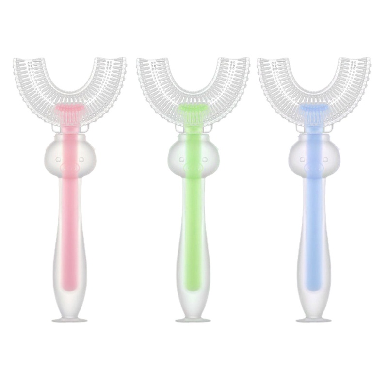Bàn Chải Đánh Răng Silicone Hình Chữ U Xoay 360 Độ Cho Trẻ Em° Dụng Cụ Vệ Sinh Răng Miệng 2-4
