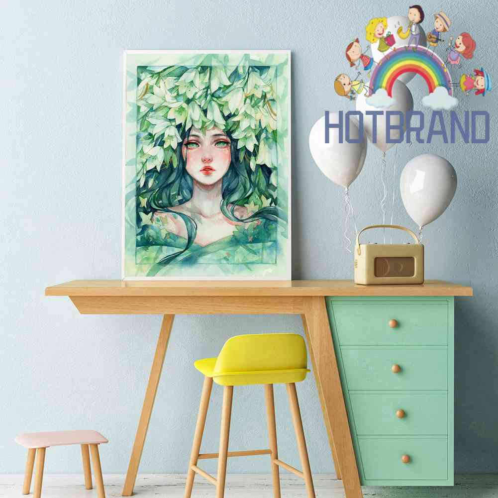 Bộ Tranh Thêu Chữ Thập 11CT DIY Hình Cô Gái Và Hoa Đầy Đủ