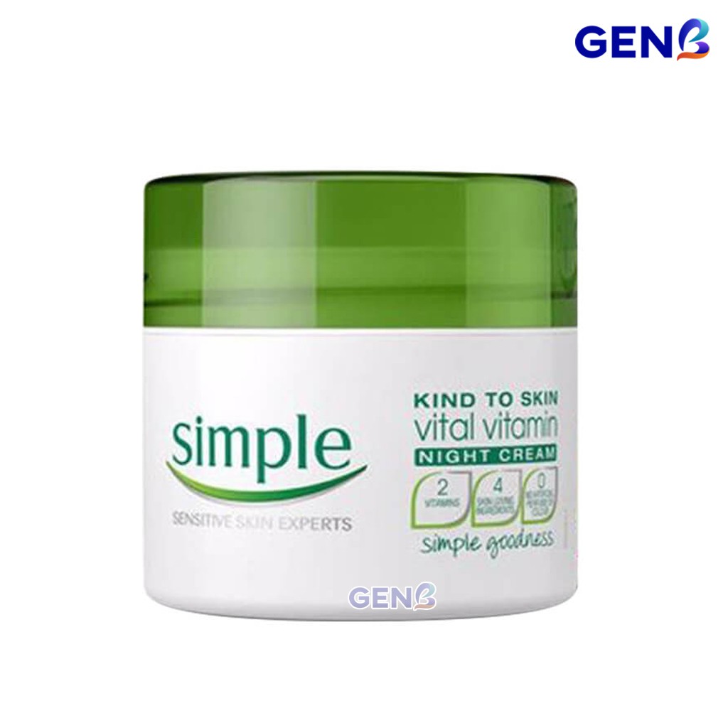 Kem Dưỡng Ẩm SIMPLE Kind To Skin Vital BAN ĐÊM Dưỡng Trắng Da Mặt KHÔNG CỒN Cấp Ẩm Da Khô Da NHẠY CẢM Mỹ Phẩm Auth GENB | BigBuy360 - bigbuy360.vn
