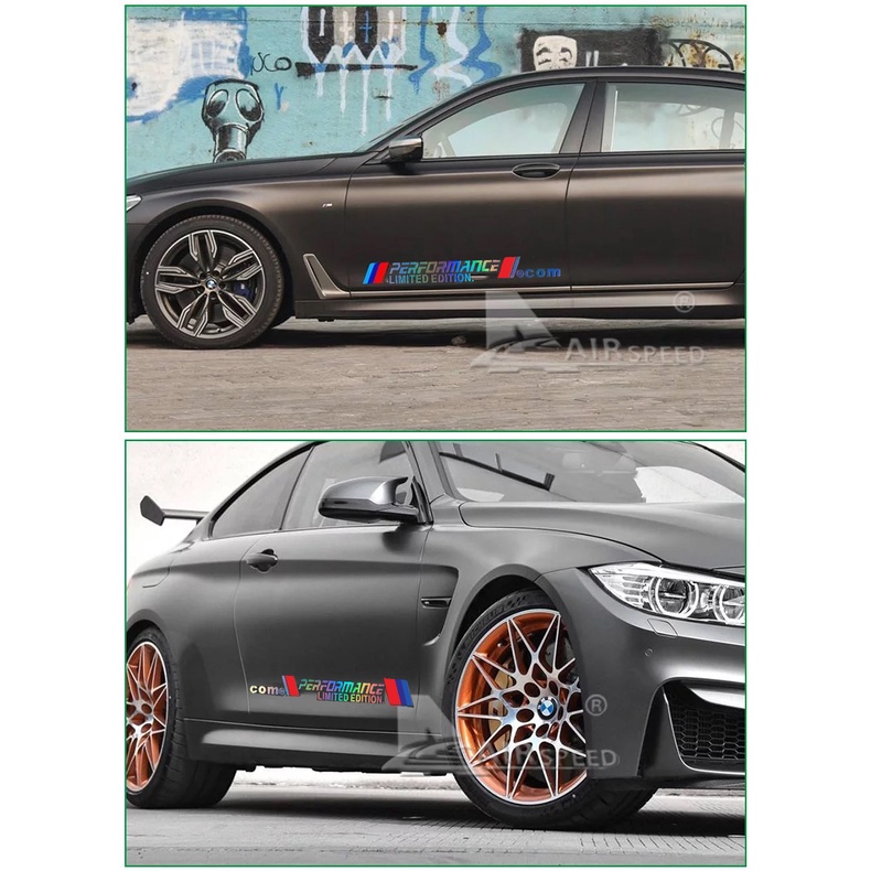 Bộ 2 tem phản quang 7 màu dán cửa xe ô tô Performance