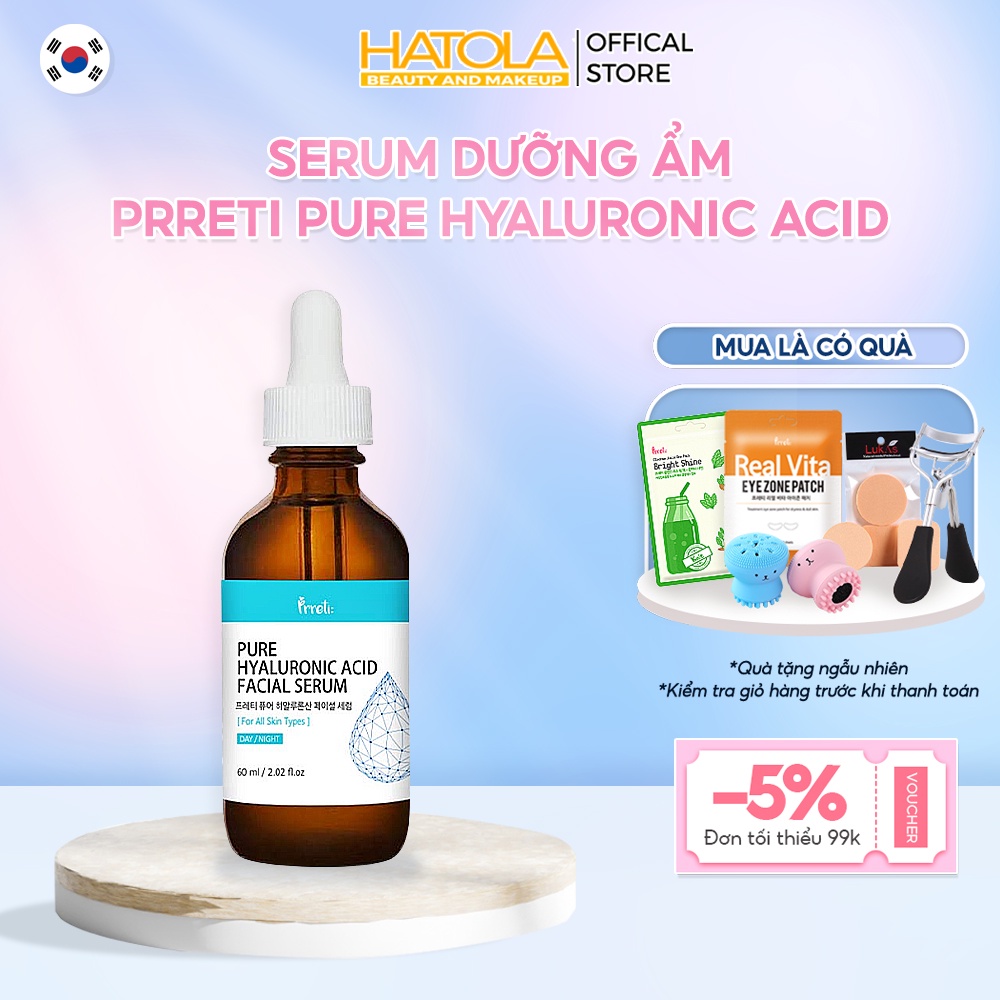 Serum cấp ẩm HA Prreti Hàn Quốc tinh chất dưỡng da mềm mịn căng bóng phục hồi da tự nhiên 60ml