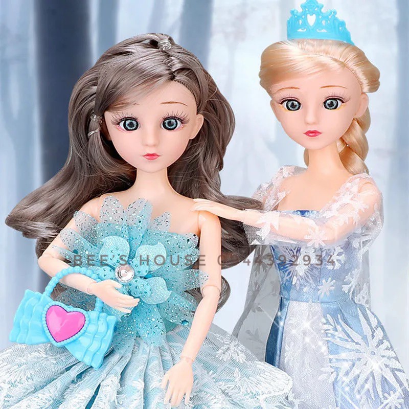 BỘ ĐỒ CHƠI BÚP BÊ CÔNG CHÚA NỮ HOÀNG BĂNG GIÁ ELSA BARBIE KÈM PHỤ KIỆN LÀM ĐẸP CHO BÉ TỪ 3T