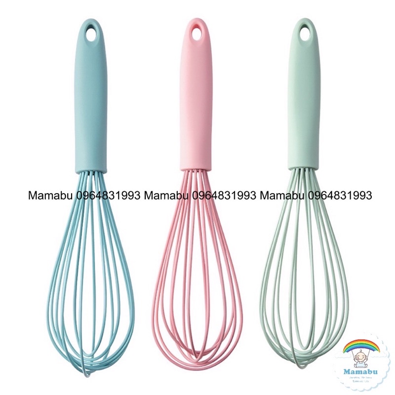 Dụng Cụ Đánh Trứng Cầm Tay Phới Lồng Đánh Trứng Làm Bánh Khuấy Bột Bằng Silicon Cao Cấp An Toàn Cho Bé Màu Pastel Mamabu