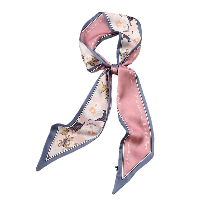 Khăn Quàng Cổ Dài Bằng Lụa Họa Tiết Sọc Thắt Nơ Dễ Phối Đồ