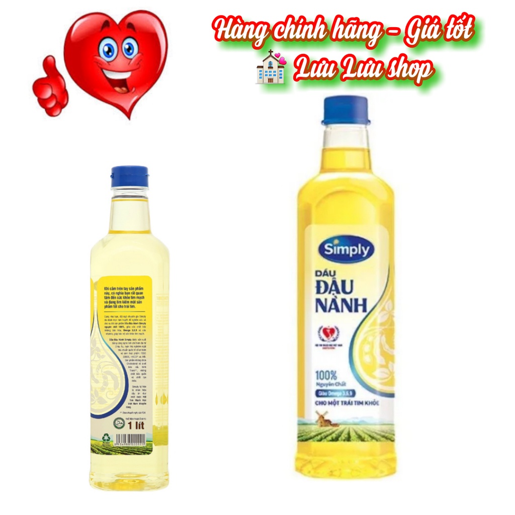 Dầu đậu nành nguyên chất Simply / meizan nành chai 1l