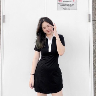Đầm viền trắng H3141 (hình thật)
