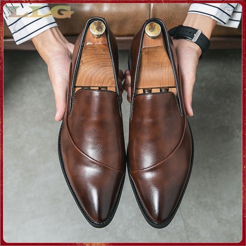 Giày Da Mũi Nhọn Thoáng Khí Phong Cách Thời Trang Anh Quốc Cho Nam Giới Có Size 38-48