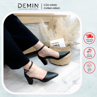 Dép sandal cao gót DEMIN giày cao gót bít mũi 7P- DSD087