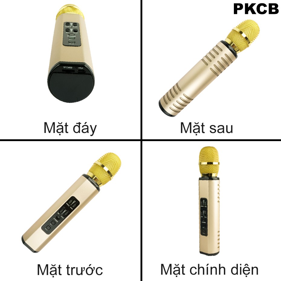 Micro karaoke kèm Loa bluetooth nhập khẩu cao Cấp PKCB K6 có khe Cắm thẻ nhớ 3 trong 1 Hàng chính hãng