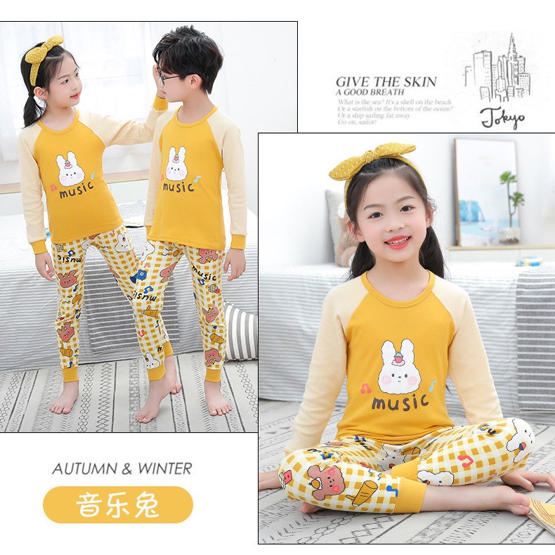 Bộ Đồ Ngủ Tay Dài Chất Liệu Cotton 100-160cm Thời Trang Xuân Thu Cho Bé