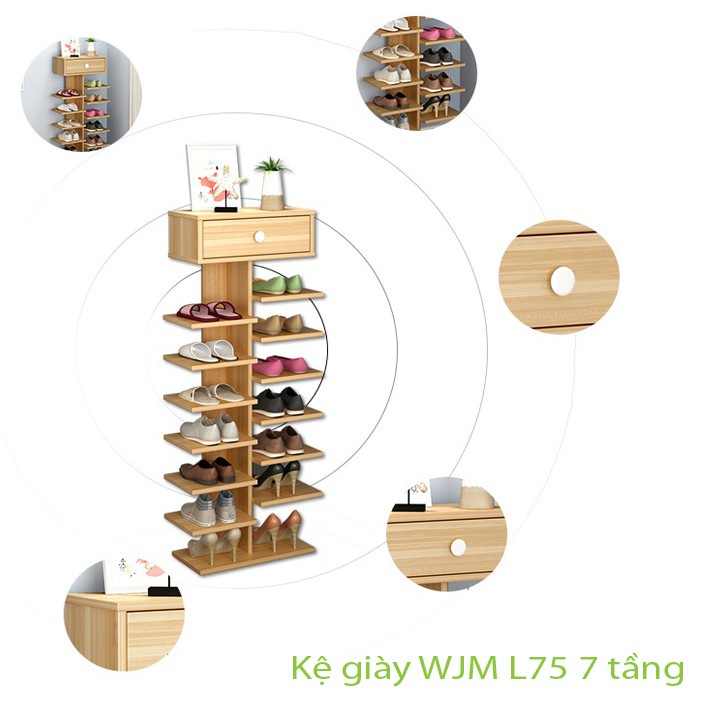 Kệ Giày Gỗ 7 Tầng Có Ngăn Kéo - Nhà Mỵ Shop