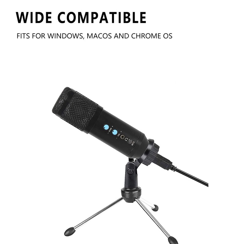 Microphone,for Game Microphones,Podcasts,YouTube Record,Plug and Play with Adjustable Tripod Stand,for Windows Mac,Etc