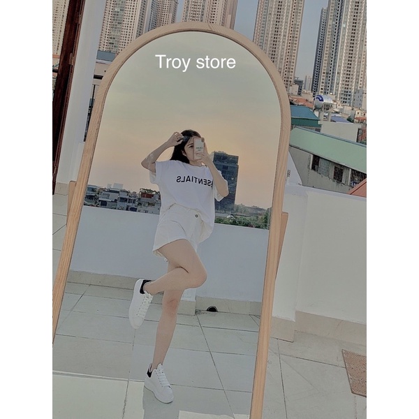 Gương đứng soi toàn thân vòm màu gỗ decor nhà chụp ảnh thời trang