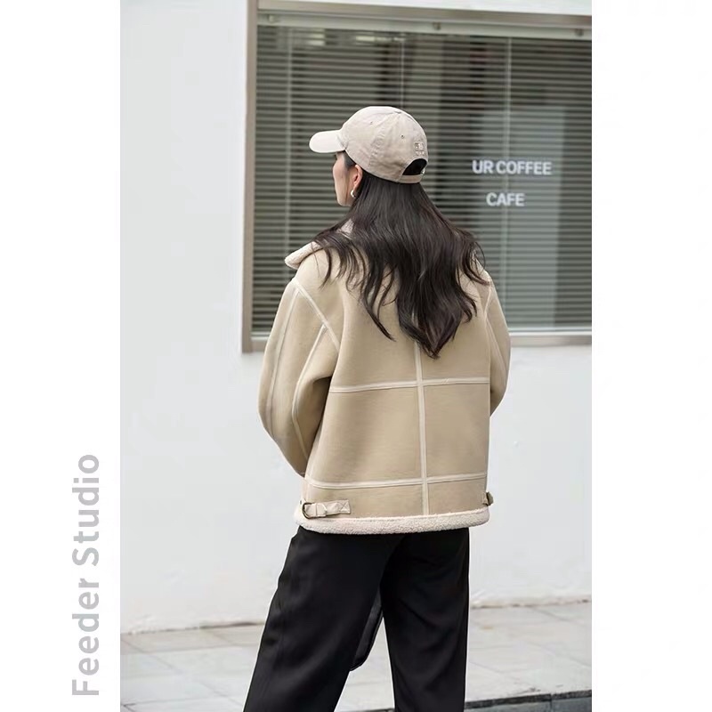 Áo khoác da lộn trần bông