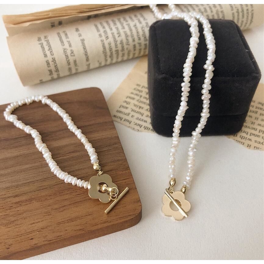 Dây Chuyền Đính Hoa Và Ngọc Trai Xinh Xắn Cho Nữ