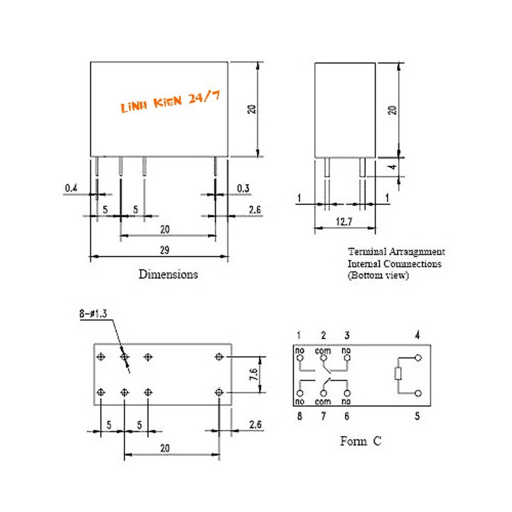 Relay Songle 8 Chân 24V 5A  SMI-24VDC-SL-2C