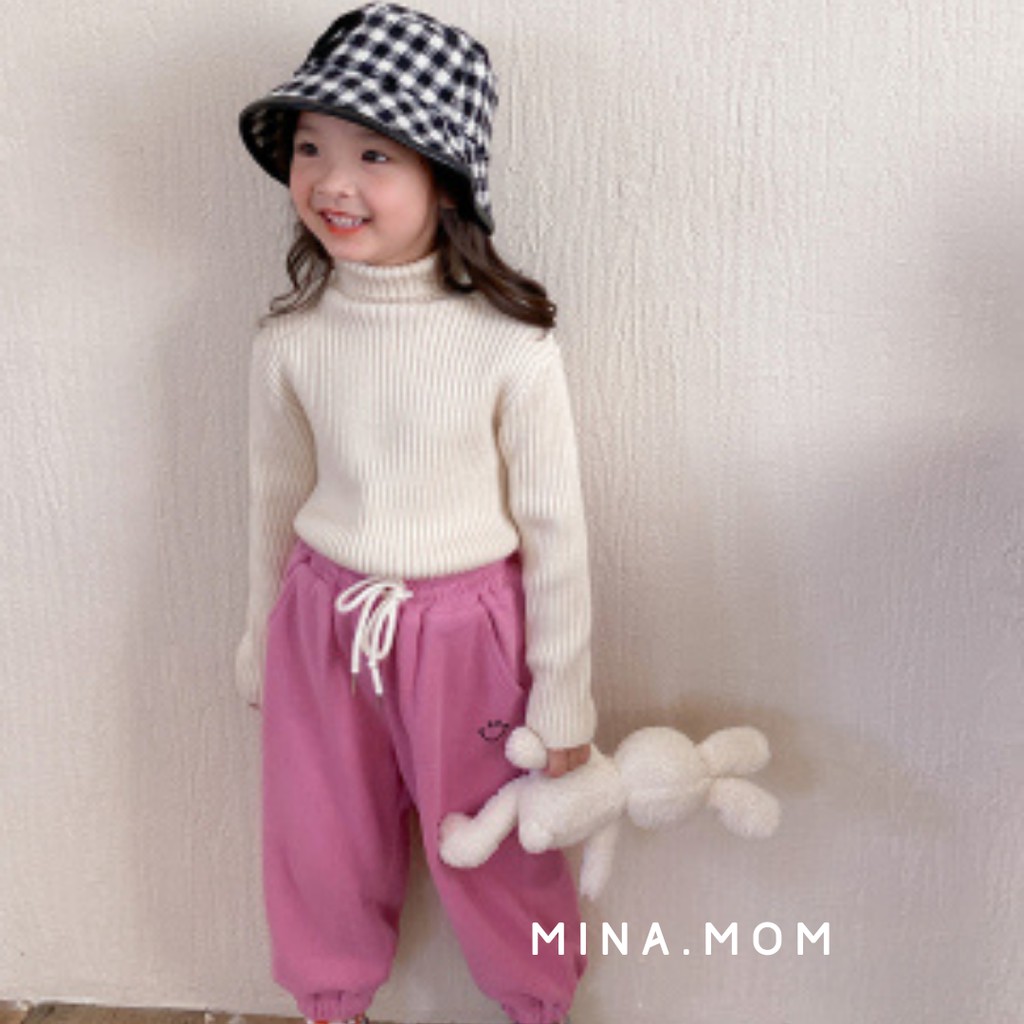 Áo len cao cổ cho bé trai, bé gái  mina.mom  áo len cổ lọ phong cách Hàn Quốc cho bé mềm, đẹp