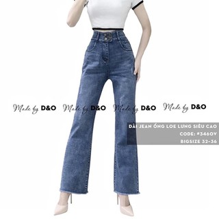 [Size 32~36] Quần Jeans Lưng Cao - Quần Ống Loe Suông Giãn Mạnh Cạp Cao Qua Rốn - Quần Jeans Ống Rộng Thời Trang