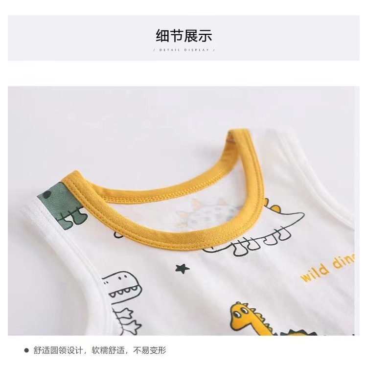 Bộ Đồ Ngủ Áo Sát Nách Phối Quần Short Vải Cotton In Hoạt Hình Dễ Thương Cho Bé Gái 80-150cm