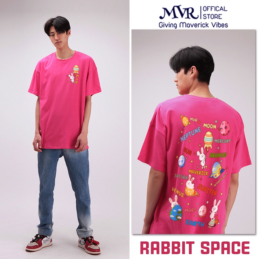 Áo thun nữ nam Cotton unisex thoáng mát tho chữ dễ thương hành tinh thỏ space ao cặp gia đình du lịch MVR KK3871-TT1422