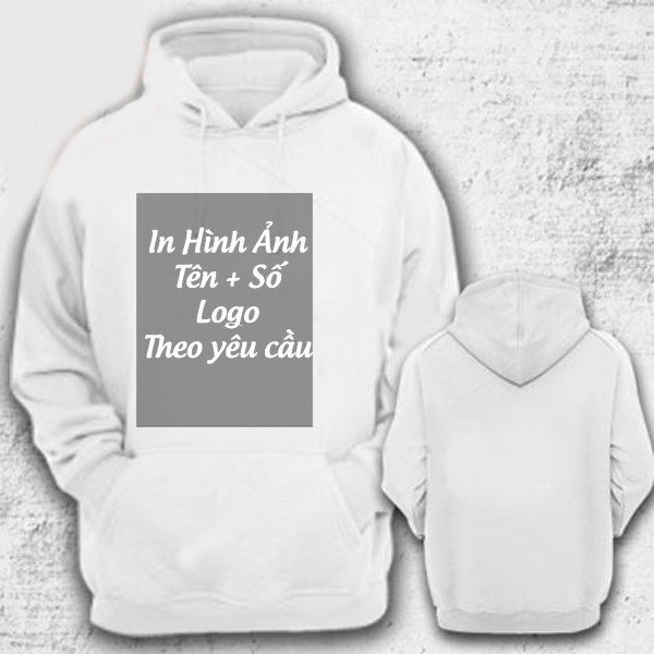 Áo khoác in theo yêu cầu / Áo hoodie nỉ màu trắng