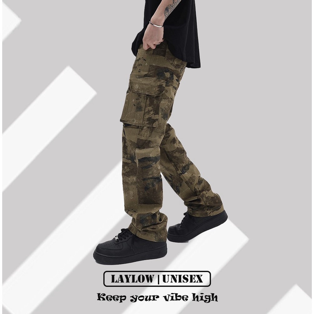 Quần Dài Kaki Túi Hộp Rằn Ri Nam Nữ Thời Trang Đường Phố Cao Cấp, Cargo Pants streetwear LAYLOW Unisex