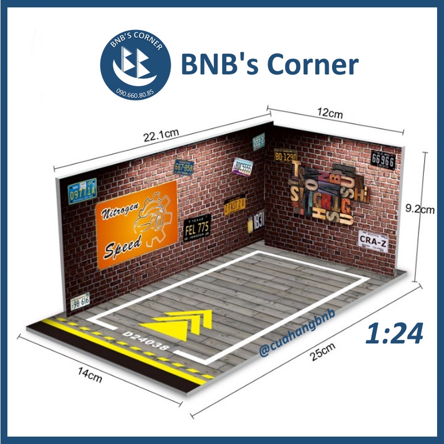 Gara trưng bày bằng formex dành cho mô hình xe 1:24 - Phông nền phối cảnh