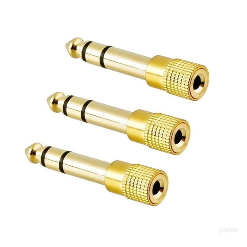 Set 3 phích cắm chuyển đổi âm thanh đầu mạ vàng 6.5mm sang 3.5mm siêu bền cho piano trống tai nghe