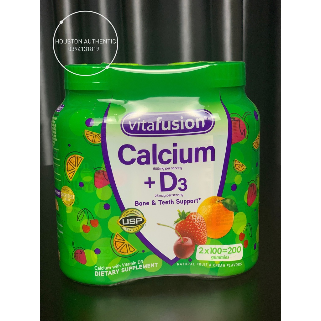 Kẹo dẻo VITAFUSION bổ sung Calcium + D3 500mg 200 viên _ Live mua hàng tại Mỹ