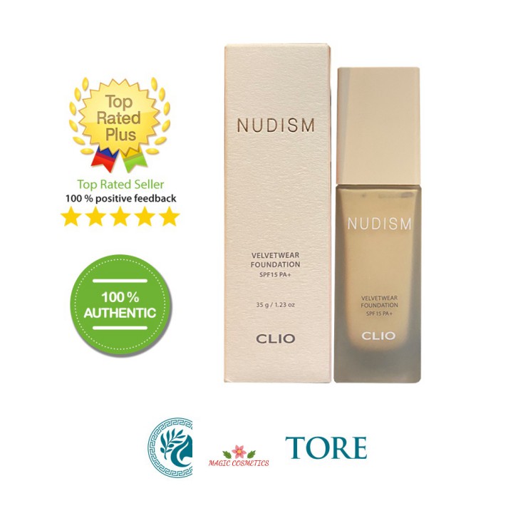 [Mã giảm giá mỹ phẩm chính hãng] Kem nền Clio Nudism Velvetwear Foundation SPF15 PA 35 g