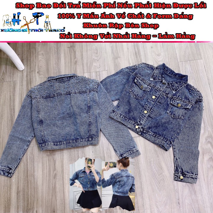 Áo Khoác Jeans Lửng Nữ Lửng Cao Cấp muối tiêu Túi Hộp Đính Ngọc Sang Chảnh Mẫu Mới 2020-Hàng Có Sẵn | BigBuy360 - bigbuy360.vn