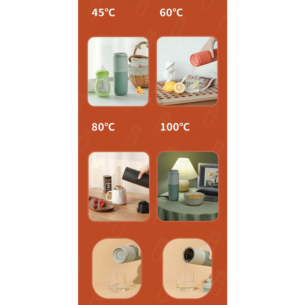Bình giữ nhiệt UARELIFFE làm nóng điện 400ml 4 chế độ điều chỉnh 220V đa năng tiện lợi