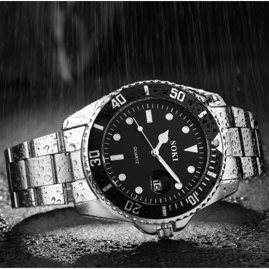 ĐỒNG HỒ NAM DÂY KIM LOẠI SOKI D268 CÓ LỊCH PHONG CÁCH DOANH NHÂN | BigBuy360 - bigbuy360.vn