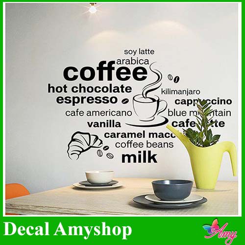Decal dán tường Coffee - PVC vinyl - DKN025