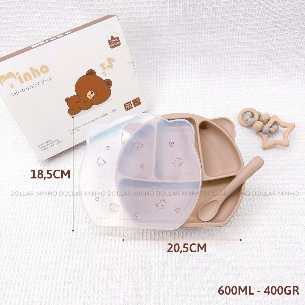 Khay ăn dặm 4 ngăn có kèm nắp silicone