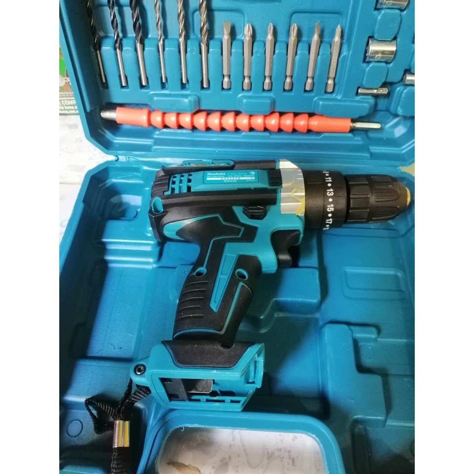 Thân máy khoan pin makita 26V 36V Kèm hộp nhựa + 24 món phụ kiện