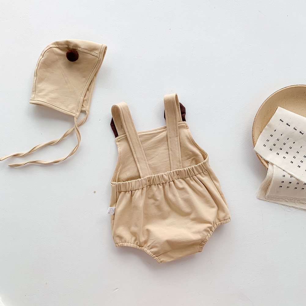 Bộ Áo Liền Quần + Mũ Hình Gấu Dễ Thương Cho Trẻ Sơ Sinh
