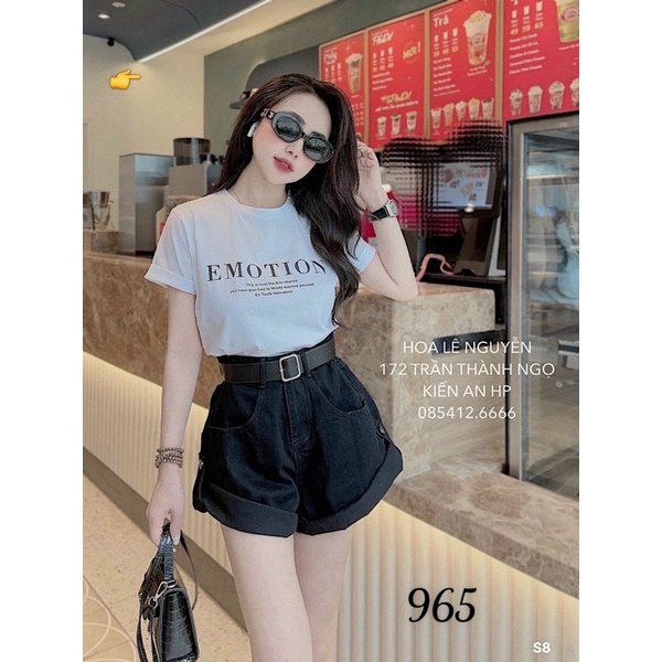 Quần shorts jeans mã 965 ống rộng lưng cao- TA alohashop91