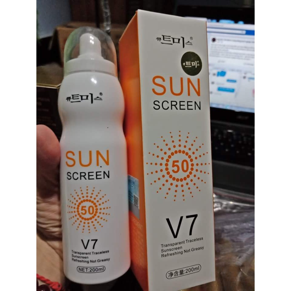 Xịt chống nắng V7 SUN screen Hàn Quốc, che khuyết điểm, kem xịt trắng da lên tone không bết dính, không trôi