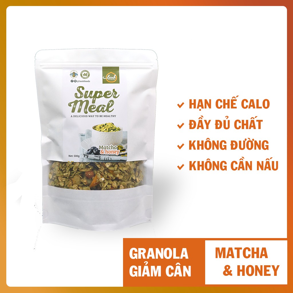 Granola Giảm Cân Vị Matcha Không Đường LANHFOODS
