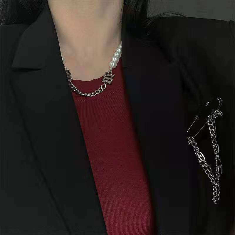 Vòng cổ choker/Vòng tay đính ngọc trai nhân tạo phong cách hip hop hàn quốc thời trang cho nữ