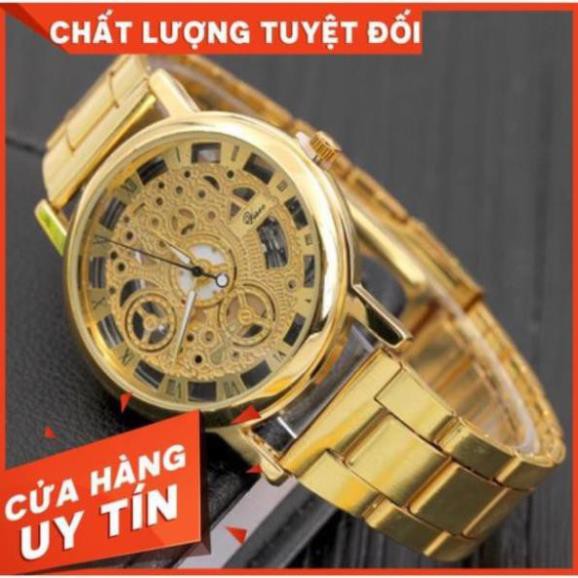 ĐỒNG HỒ NAM DÂY KIM LOẠI MẶT ĐÁ GIẢ CƠ BEWATCH CỰC ĐẸP