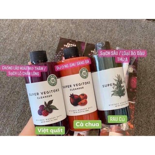 Set 3 Sữa Rửa Mặt Rau Củ Thải Độc Super Vegitoks Cleanser Mini