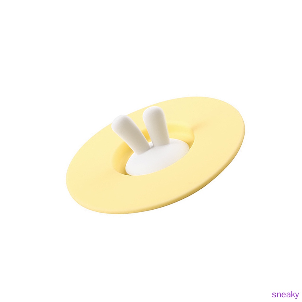 Nắp Đậy Cốc Nước Bằng Silicon Chống Bụi Hình Tròn Họa Tiết Hoạt Hình Màu Vàng