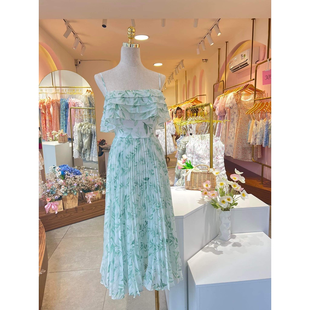 TIELA Đầm váy hoa xếp ly hai dây-Tiffany Dress